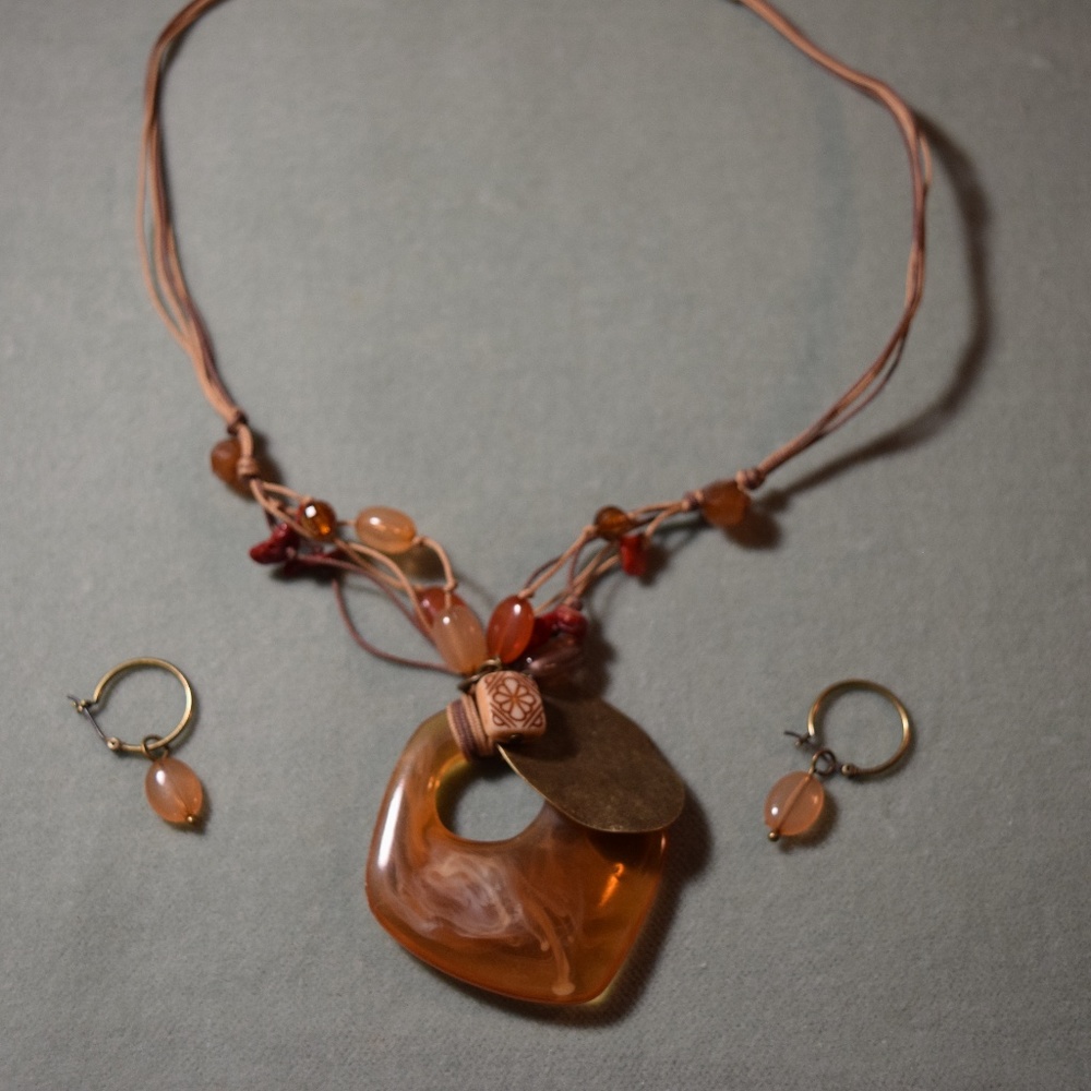 matching unique necklace and earring set